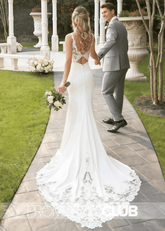 May |Long White Wedding Dresses Near Me With Lace Straps Sweep Train Mermaid - Price #price_variant_lowest# - White - PromDressClub